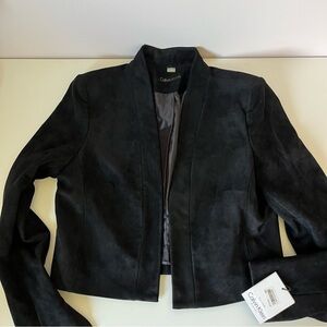 NWT Calvin Klein Women's Black Faux Suede Cropped Jacket - size Medium